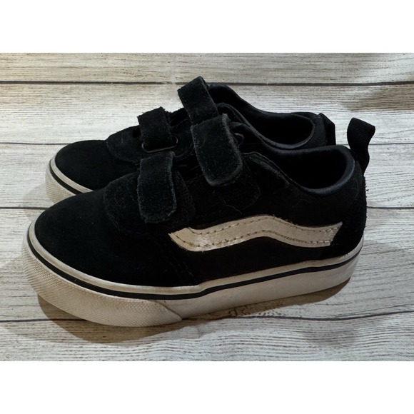 Vans Ward V Toddler Shoes Black White Suede Canvas Strap Skate Sz 7 - Picture 5 of 9